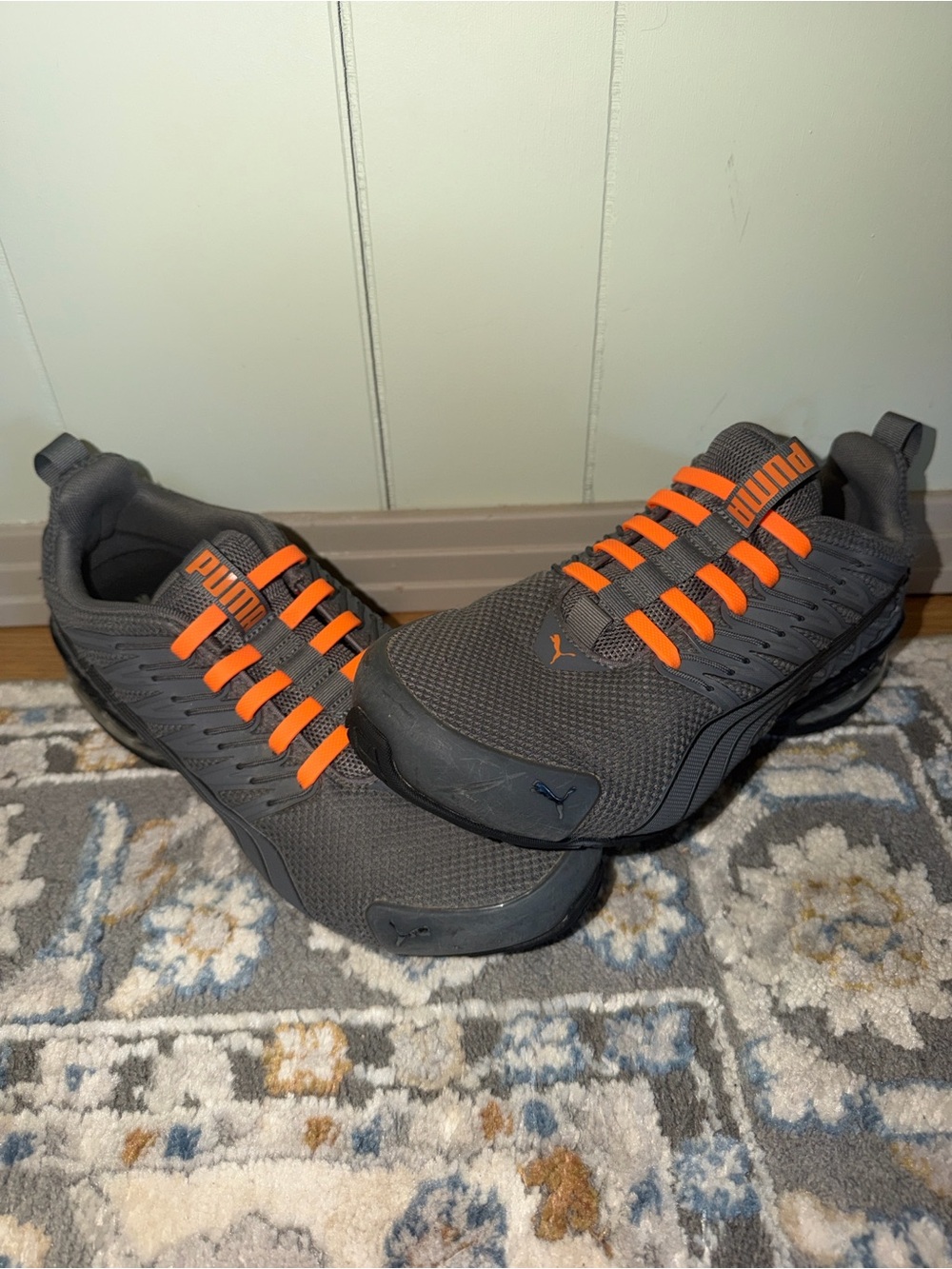 Puma Men’s Gray Swim Shoes with Orange Accents